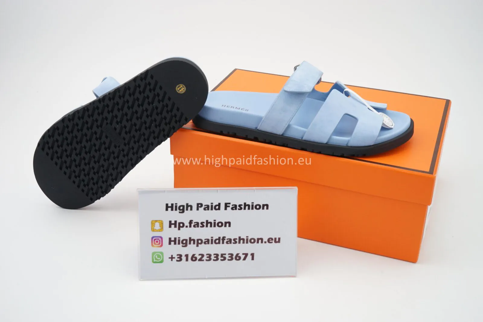 Hermes Chyper Sandals Blue Suede - Afbeelding 4